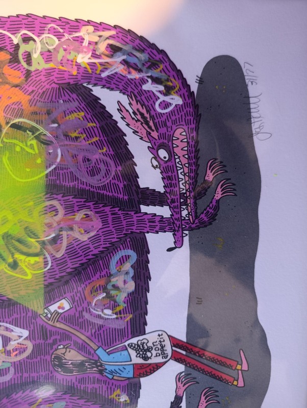 Art Jay Howell Graffiti Dog- PURPLe Silkscren &Handwork *Bobs Burger Artist gallery