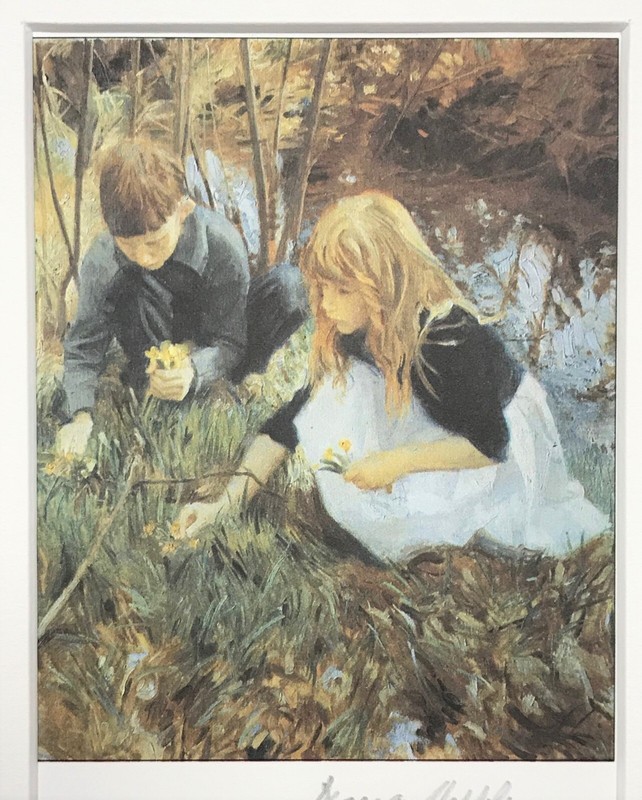 Norman Hepple RA - Picking Daffodils - Mounted - Artist Signed Limited Edition