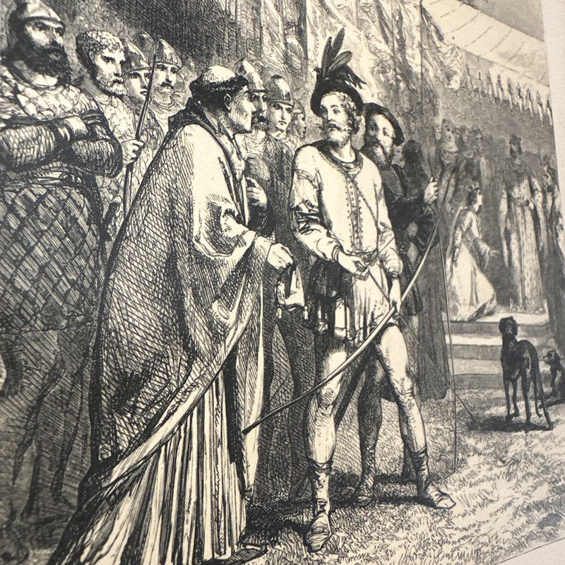 ✨Rare 19th Century Robin Hood and Queen Katherine Scene Print By W.Thomas✨