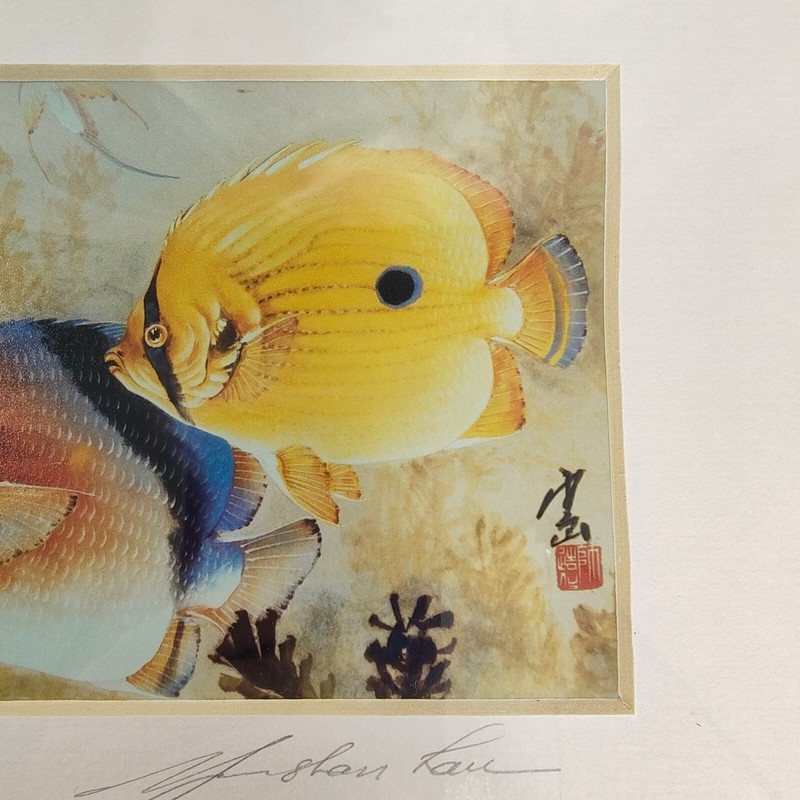 Vintage Yun Shan Lau Butterfly Fish Chinese Art Print Signed Numbered 28/200 gallery