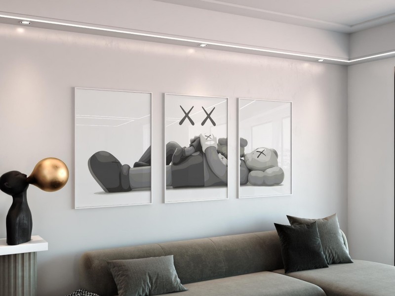 Set of 3 Family Relax Kaws Art pieces canvas wall home decor Portrait Gallery gallery