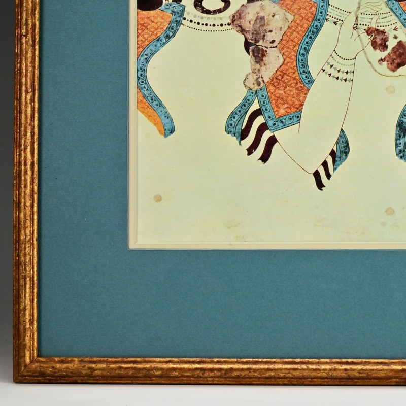 Antique Original Vintage Ancient Fresco Figurative Ladies Illustration Print gallery