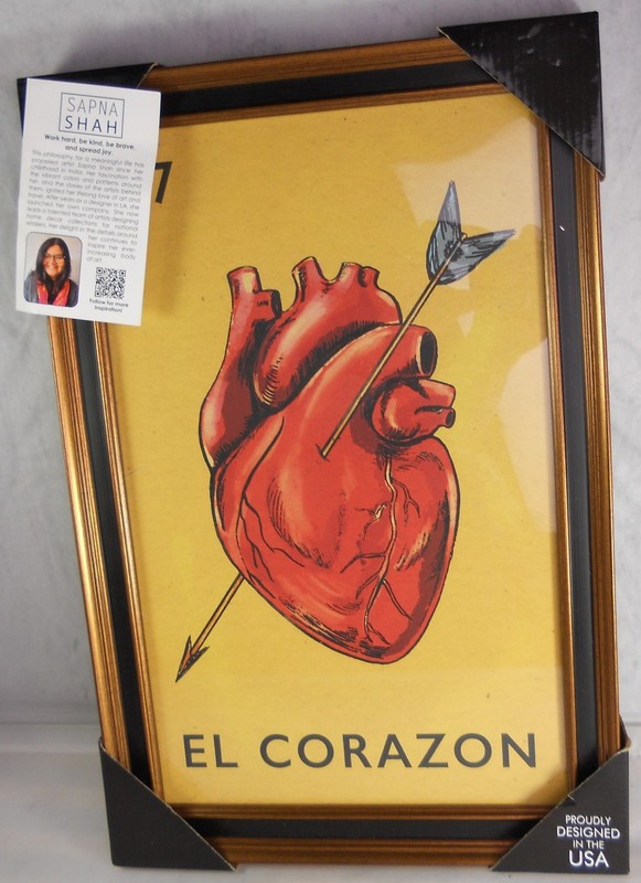 El Corazon Art Picture Frame Sapna Shah Lotería Mexican Wall Decor 12×18″ NEW