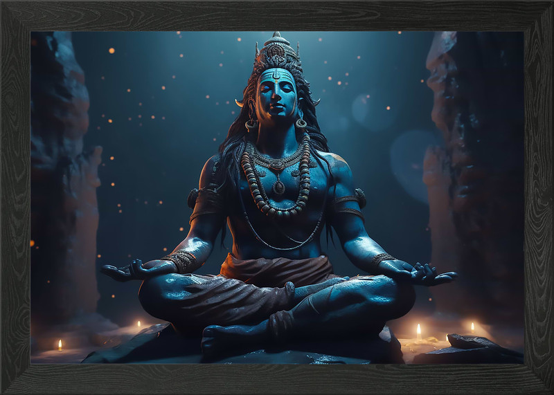 Shiva meditation Framed Wall Art Poster Canvas Print Picture