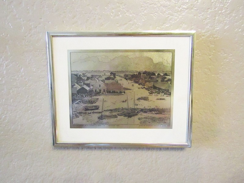 Vintage Set of 3 Bank of Stockton Historical Series 1970 Gold Foil Art Prints gallery