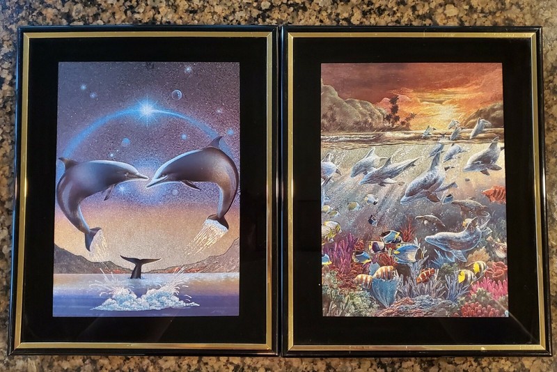 DOLPHIN FISH PICTURE SEA LIFE AQUATIC SEA ANIMALS MATTED 8×10 FRAME FOIL PRINT
