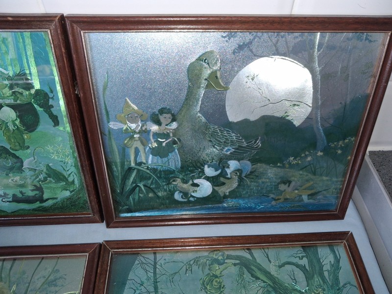 4 x Fairies-Princess Dufex Foil Art Prints Vintage- Framed -10.5" x 8.75" gallery