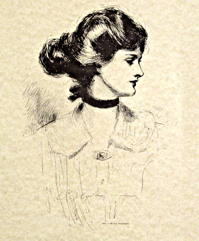 "A DAUGHTER OF THE SOUTH" (GIBSON GIRL)~ *1909 PEN-AND-INK SKETCH - (11" X 14")* gallery