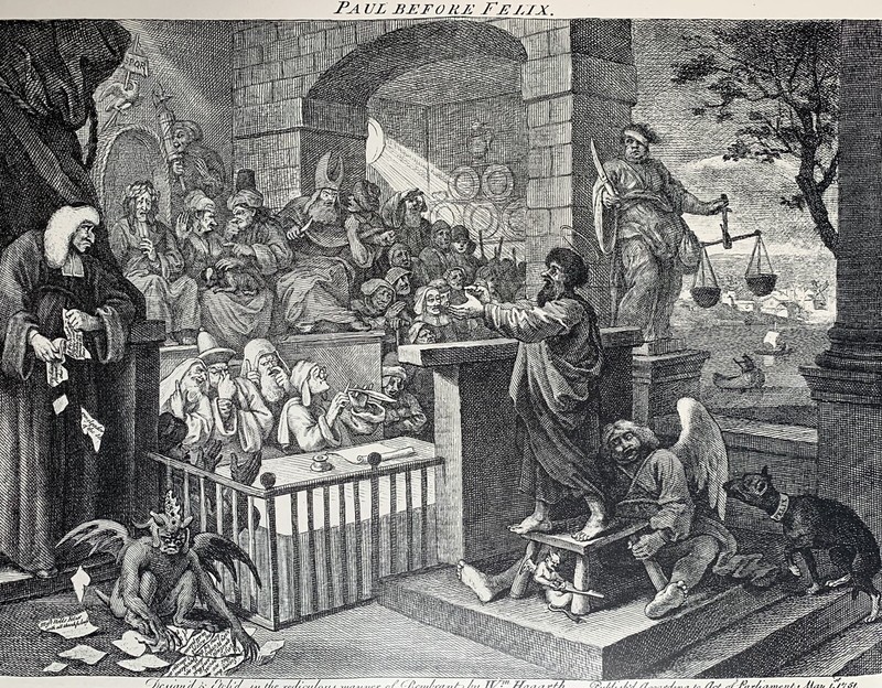 William Hogarth - Paul Before Felix - Burlesqued - Satire - Parody - Religion gallery