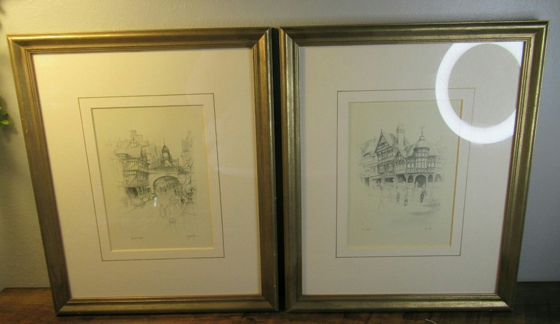 2x Framed & Mounted Genuine Old Prints Of Chester By Joseph Pike 10.5 x 13in