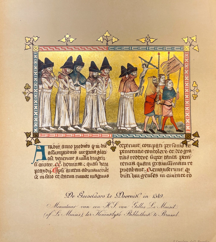 1800s Antique Reproduction Print of 1549 Illuminated Bible Page Gold Leaf Ink