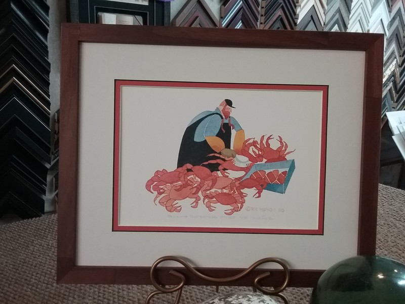 RIE MUNOZ Custom Framed & Matted «PACKING DUNGENESS», 1986 Rare Limited Edition