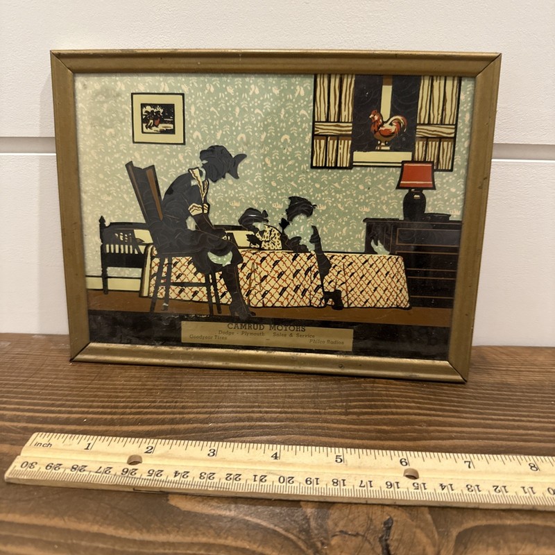 vintage reverse-painted silhouette advertising piece, from the mid-20th century gallery