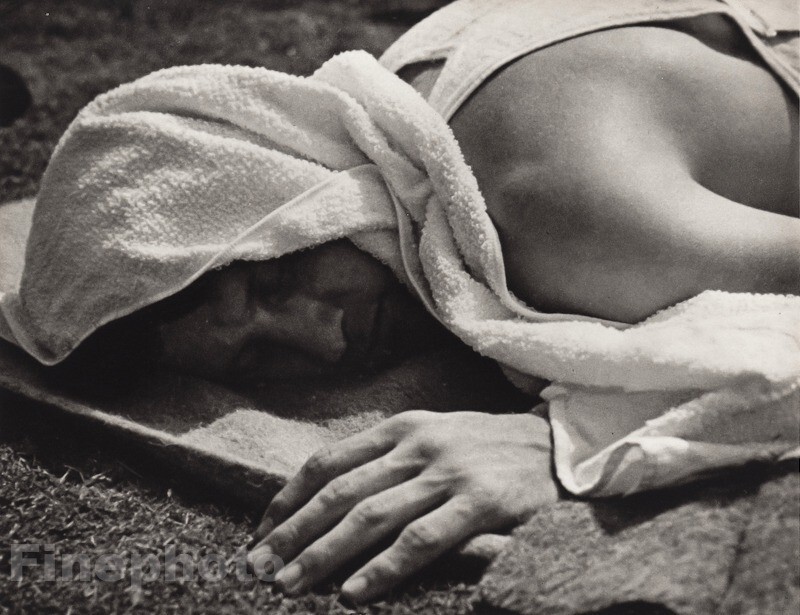 1936 Vintage OLYMPICS Track Field Athlete Resting Berlin Photo LENI RIEFENSTAHL