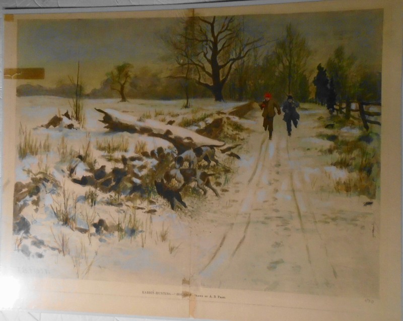 1890 Rabbit-hunting – «Holed!» by A. B. Frost. Hand-colored. 19″ X 15″, original