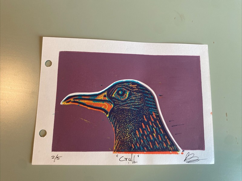 Original American Birds Reduction Block Print Seagull gallery