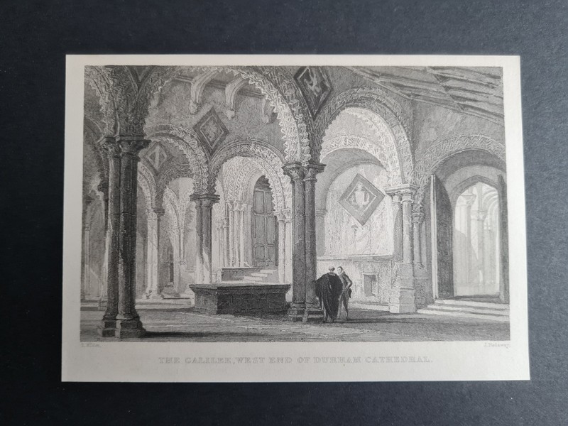Antique 1833 print – Galilee West End – Durham Cathedral – Thomas Allom