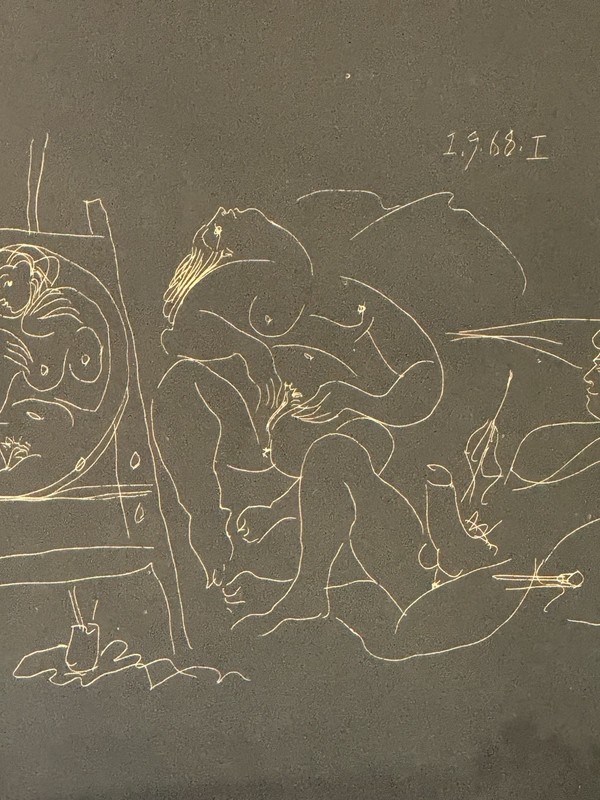 PABLO PICASSO VINTAGE EROTIC CUBISM LITHOGRAPH ENGRAVING OLD MODERN ART 1968 gallery