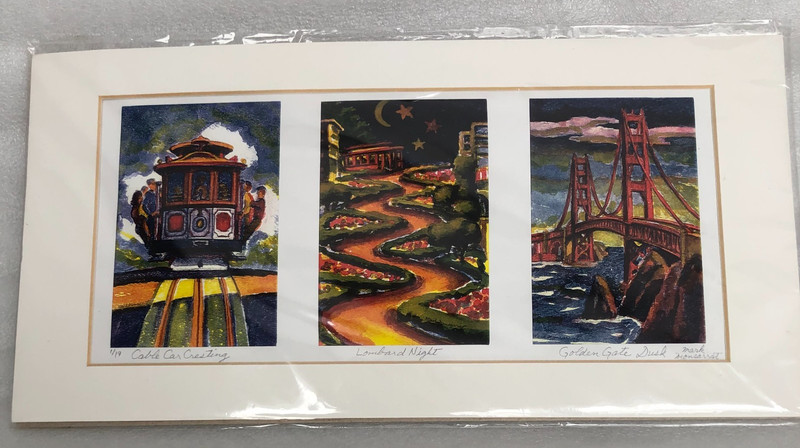 Mark Monsarrat Signed 1 of 19 Cable Car Cresting Lombard Night Gold Gate Dusk
