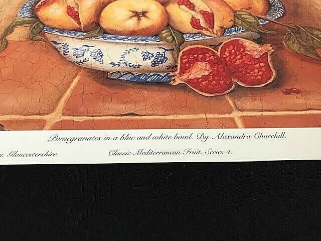 1990's Alexandra Churchill Fine Art Print "Pomegranates In A Blue and White ... gallery