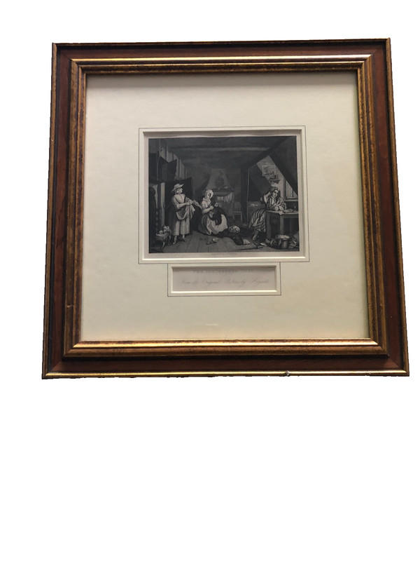 Antique Hogarth (after) The Distressed Poet ca1860 engraved G Presbury framed