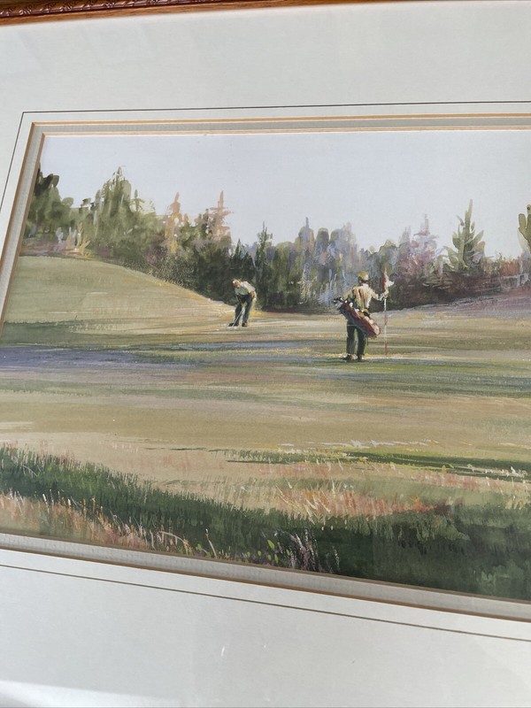 Golf Print By Robert Harnett ‘Lining Up The Putt’ - Golf Interest 40cm x 57cm gallery
