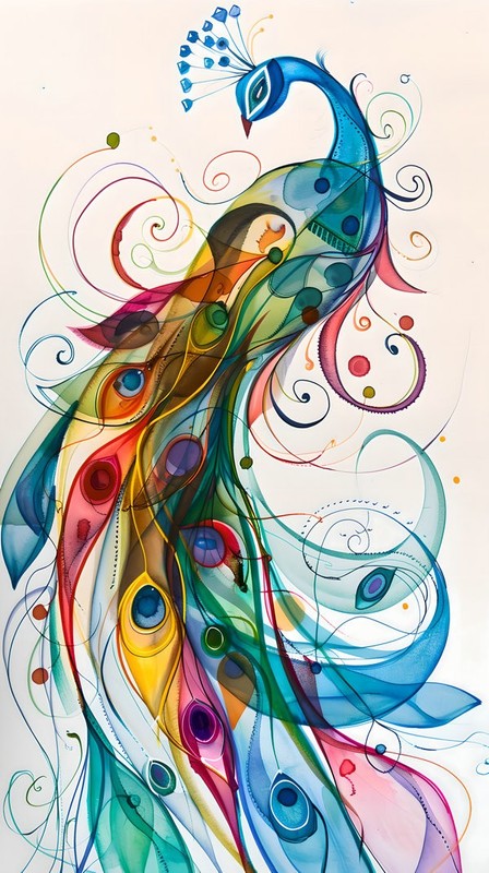 Abstract Animals Birds Peacock Painting Home Decor Wall Art Prints On Canvas