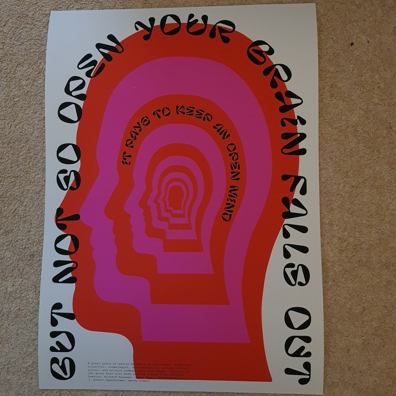 Open Mind by John Schulisch Poster Print thick art paper Red Pink A3