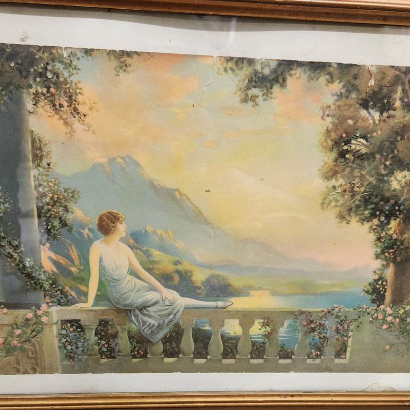 Antique 1920 Framed Art R. Atkinson Fox 'Sunset Dreams' 23.5"x15.75" Borin Manuf gallery