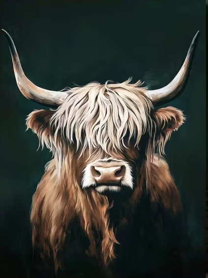SALE! Highland Cow Animal Print Unframed Canvas Wall Art 40 x 60cm