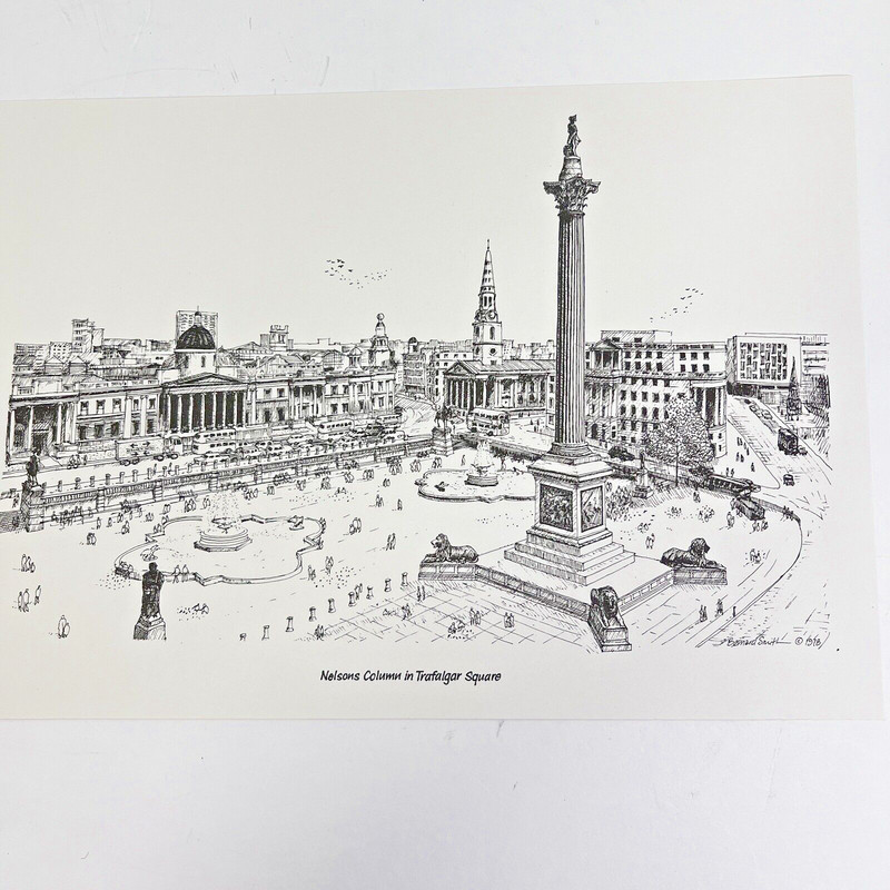 BERNARD SMITH Vintage 1970 Art Prints London Landmarks Set of 6 Ink 12x8" gallery