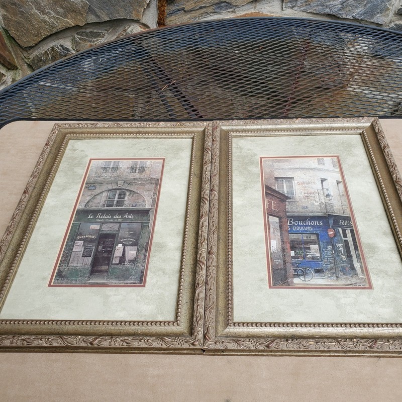 Chiu Tak Hak Glass Framed Art Prints France Paris Restaurant Store Front Pair