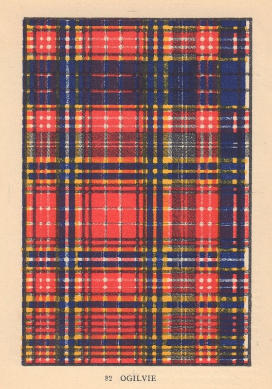 Ogilvie. Scottish Clan Tartan. SMALL 8×11.5cm 1937 old vintage print picture