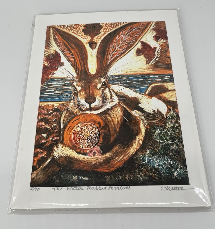 Denise Kester Art Print Water Rabbit Arrives Limited 5/70 Signed 9x11” Matted