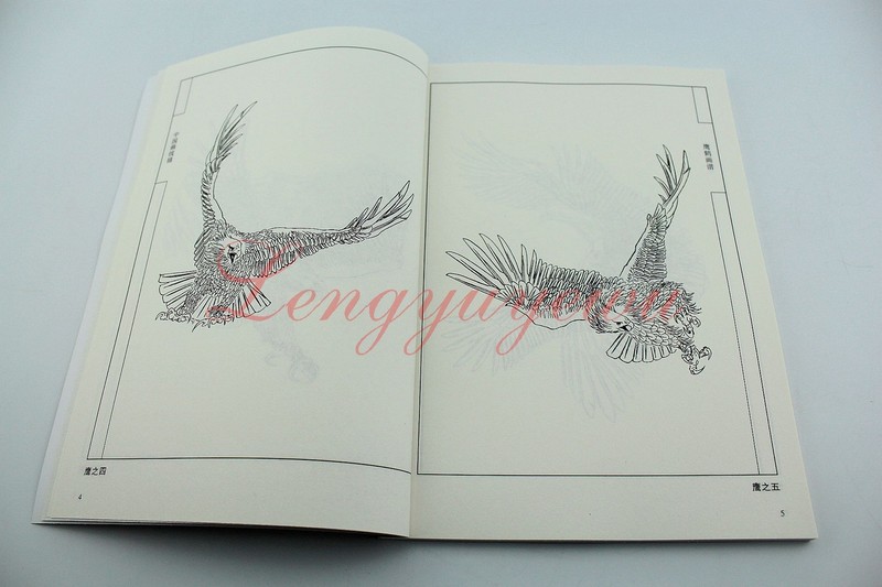 Chinese Ink Painting Hawk Eagle Red-Crowned Cran Outline Sketch Tattoo Book gallery