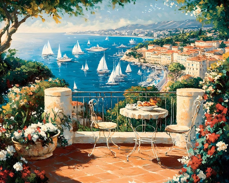 Mediterranean Sea Landscape Oil Painting Home Decor Wall Art Printed On Canvas