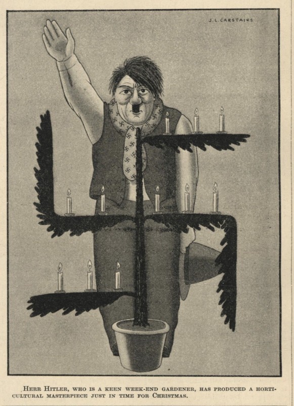 HITLER AS GARDENER Christmas Ornament 1935 British Cartoon SATIRE Carstairs, ill
