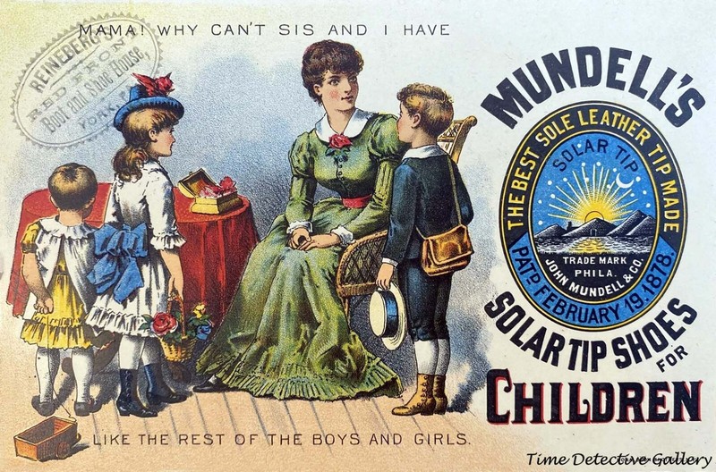 John Mundell’s Solar Tip Shoes for Children – 1880s – Historic Advertising Print