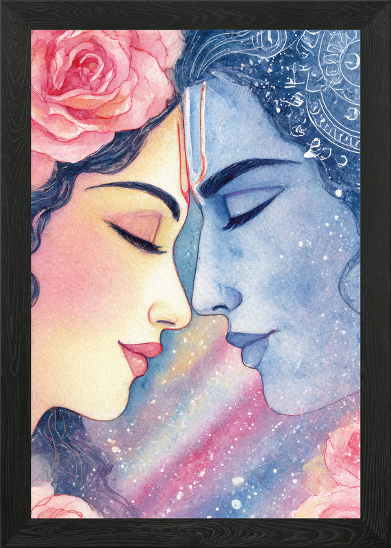 Shiva Parvati Love Watercolor Framed Wall Art Poster Canvas Print Picture