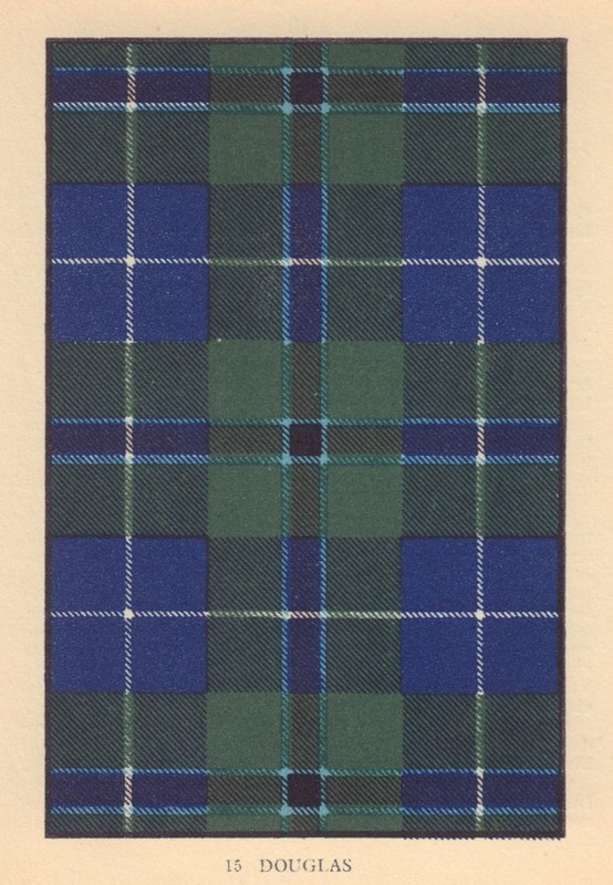 Douglas. Scottish Clan Tartan. SMALL 8×11.5cm 1937 old vintage print picture