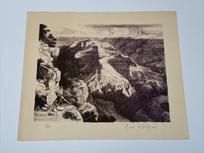 CURT WALTERS LITHOGRAPH ANTIQUE GRAND CANYON SIGNED LIMITED LANDSCAPE RARE