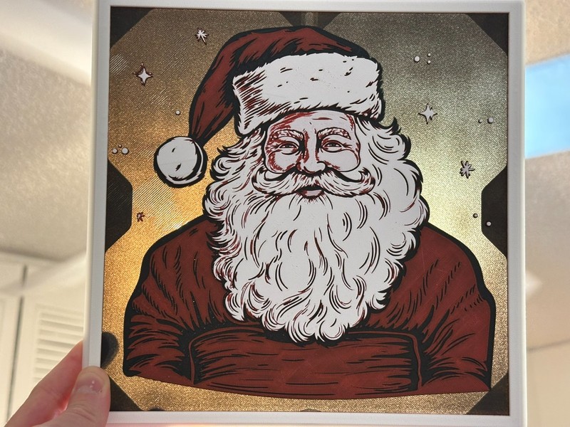 Jolly Old Saint Nick 3D Image – Light Box Compatible – Wall Hanger Included