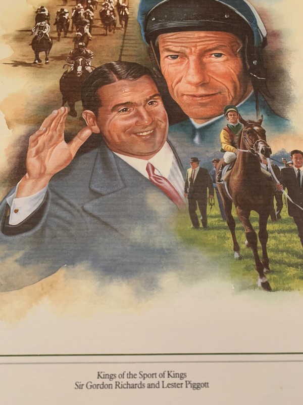 Kings Of The Sport Of Kings Gordon Richards and Lester Piggott Print 14” X 14.5” gallery