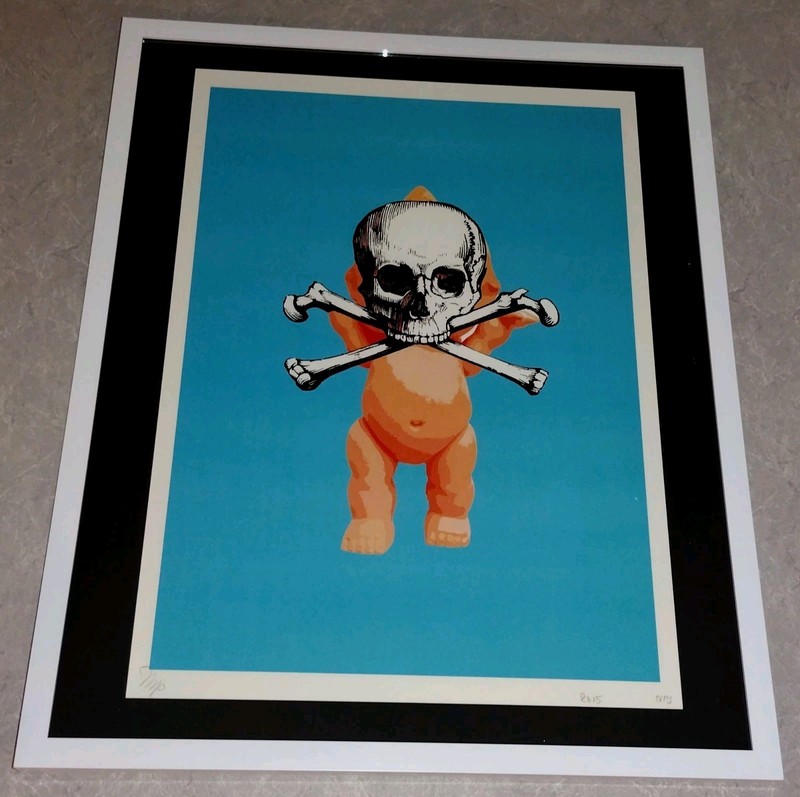 DEATH NYC ltd MISSING PIECE signed FRAMED art print 45x32cm NFS skull crossbones