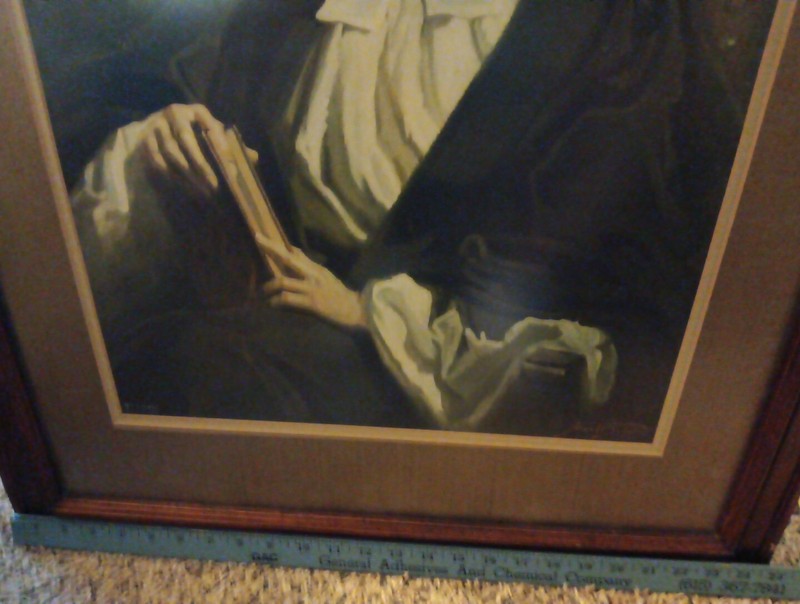 Artique Portrait Art Print of Ben Bejamin Franklin Framed Book God is Love Crest gallery