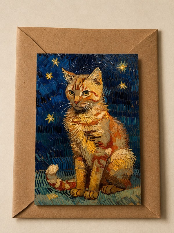 ACEO Art Print – Whimsical Orange Tabby Mini Painting Impressionist Cat Artwork gallery