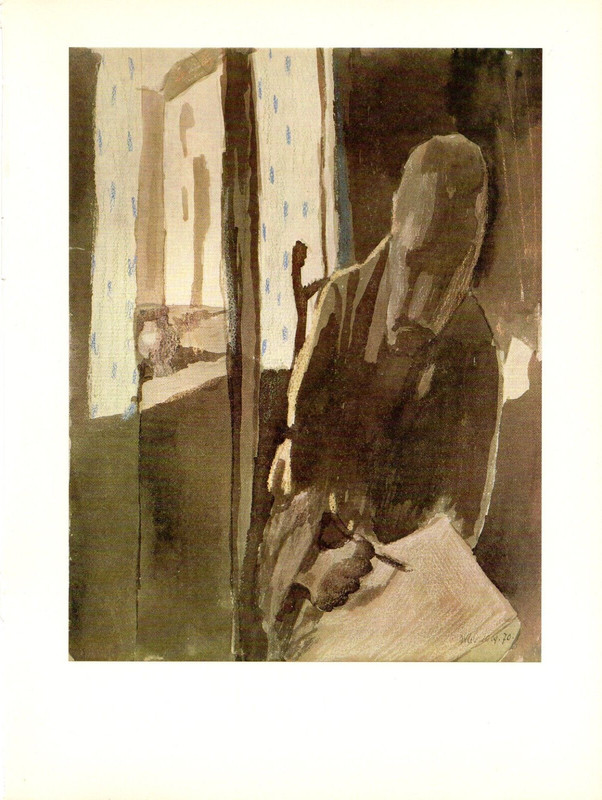 1967 Vintage PAUL KLEE «THE ARTIST AT THE WINDOW» SELFIE COLOR offset Lithograph