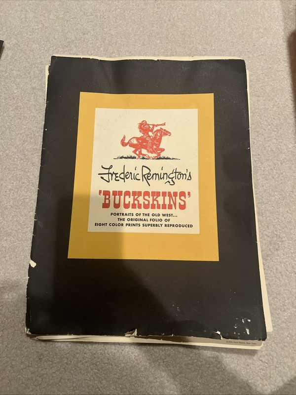 VINTAGE FREDERIC REMINGTON «BUCKSKINS» 1956 SET OF 5 ORIGINAL COLOR PRINTS