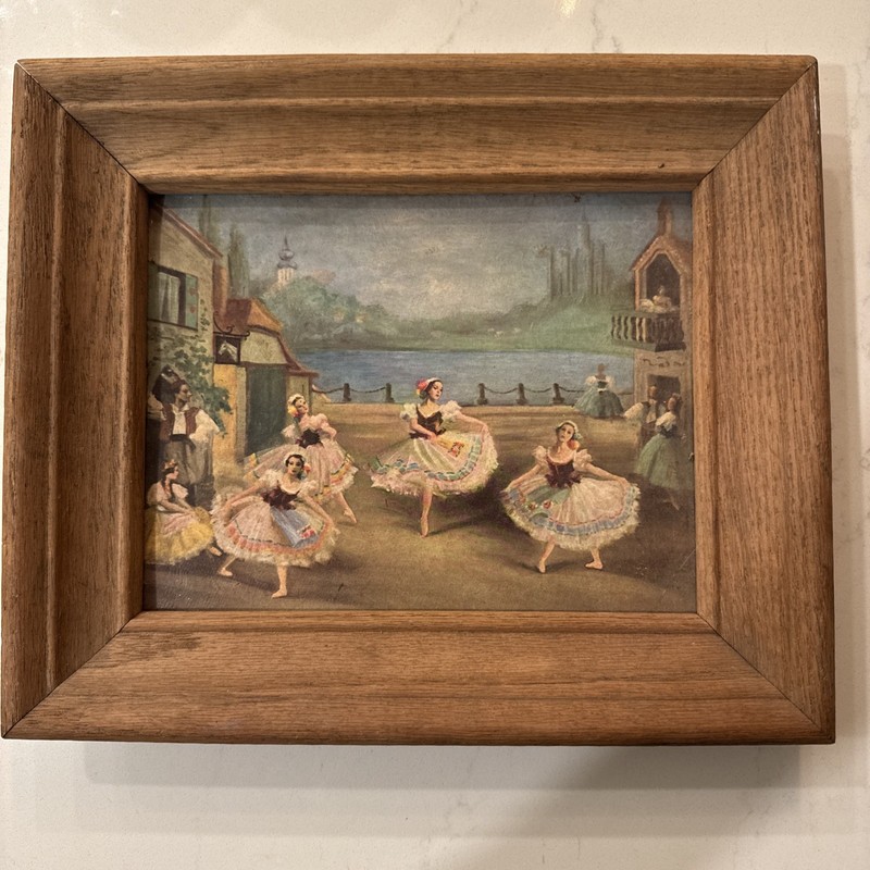 Original vintage frame with print of ballet dancers by Carlotta Edwards