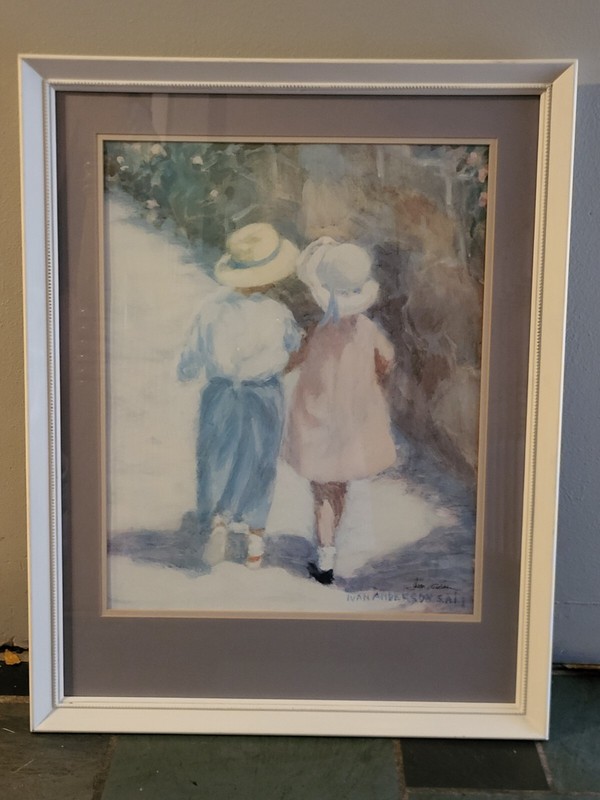 VINTAGE IVAN ANDERSON S.A.I SECRETS LITHOGRAH PRINT SIGNED AND FRAMED 22 x 28